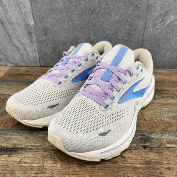 Brooks Adrenaline GTS 23 Size 8.5 Womens Beige Ivory Purple Blue Running Shoes