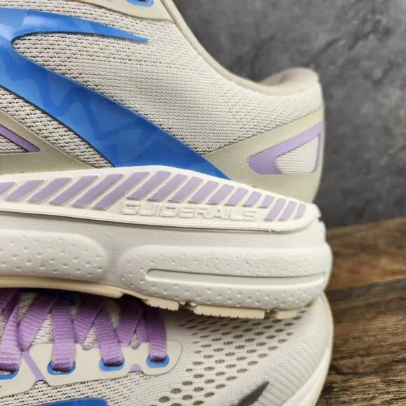 Brooks Adrenaline GTS 23 Size 8.5 Womens Beige Ivory Purple Blue Running Shoes
