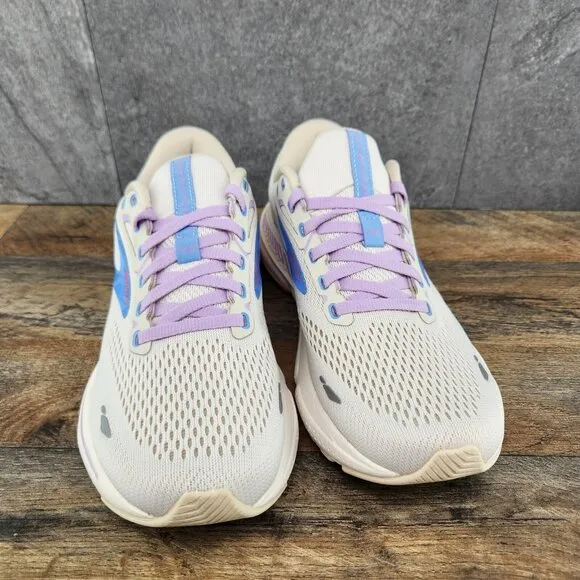 Brooks Adrenaline GTS 23 Size 8.5 Womens Beige Ivory Purple Blue Running Shoes