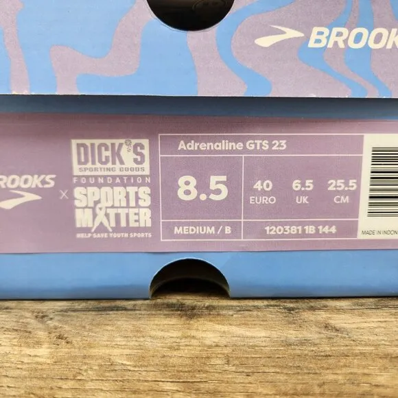 Brooks Adrenaline GTS 23 Size 8.5 Womens Beige Ivory Purple Blue Running Shoes