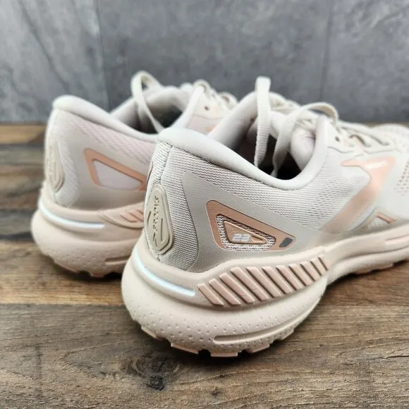 Brooks Adrenaline GTS 23 Size 9.5 Womens Crystal Grey White Beige Running Shoes
