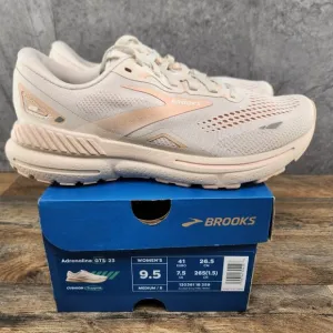 Brooks Adrenaline GTS 23 Size 9.5 Womens Crystal Grey White Beige Running Shoes