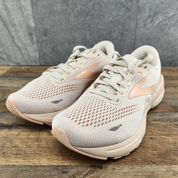 Brooks Adrenaline GTS 23 Size 9.5 Womens Crystal Grey White Beige Running Shoes