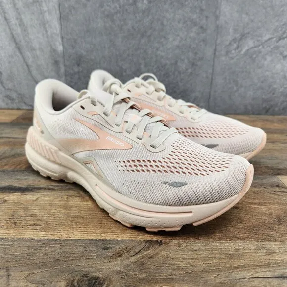 Brooks Adrenaline GTS 23 Size 9.5 Womens Crystal Grey White Beige Running Shoes