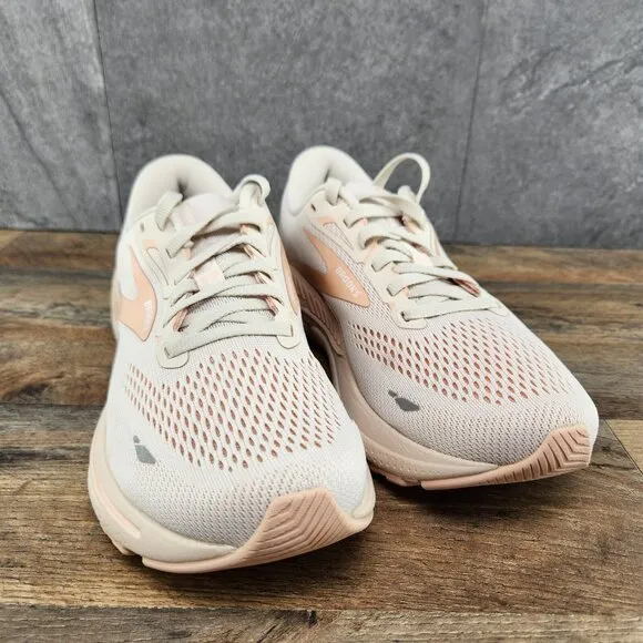 Brooks Adrenaline GTS 23 Size 9.5 Womens Crystal Grey White Beige Running Shoes