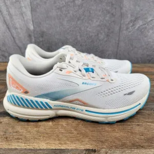 Brooks Adrenaline GTS 23 Sz 9 Womens Coconut Papaya Blue White Running Shoes