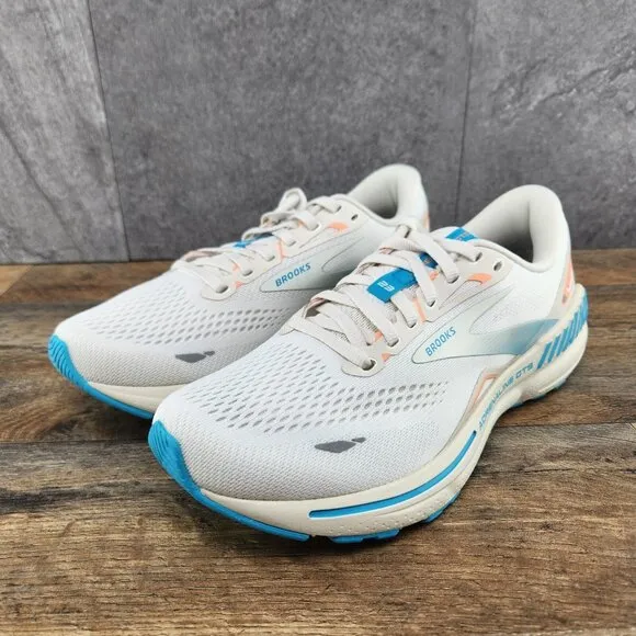 Brooks Adrenaline GTS 23 Sz 9 Womens Coconut Papaya Blue White Running Shoes