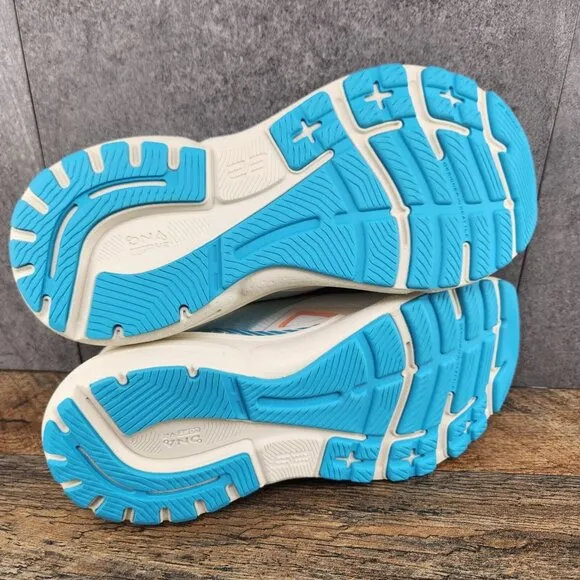 Brooks Adrenaline GTS 23 Sz 9 Womens Coconut Papaya Blue White Running Shoes