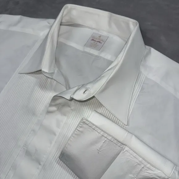 Brooks Brothers Golden Fleece Swiss Pleat French Cuff Tuxedo Shirt 19 36