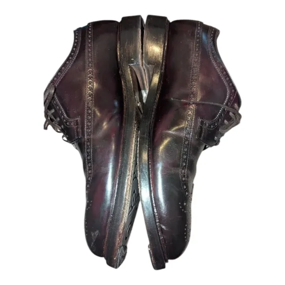 Brooks Brothers Made In Italy Wingtip Shoes Dark Brown Brogue Leather Lace