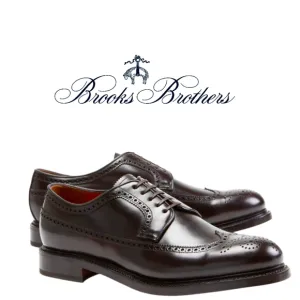 Brooks Brothers Made In Italy Wingtip Shoes Dark Brown Brogue Leather Lace