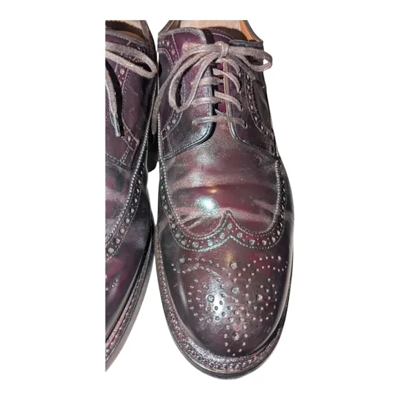 Brooks Brothers Made In Italy Wingtip Shoes Dark Brown Brogue Leather Lace
