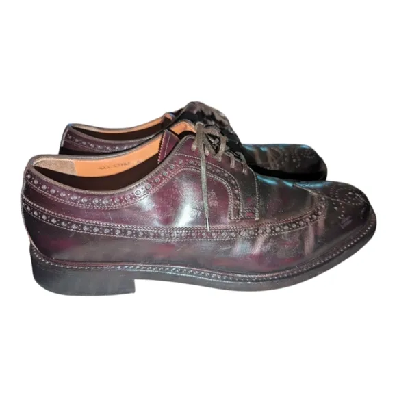 Brooks Brothers Made In Italy Wingtip Shoes Dark Brown Brogue Leather Lace