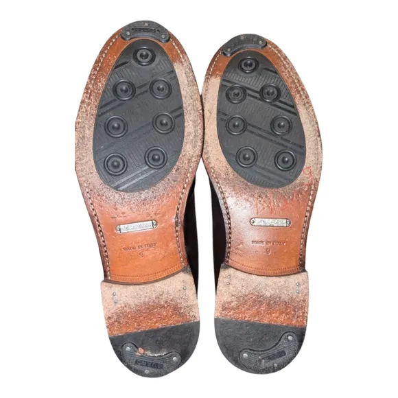 Brooks Brothers Made In Italy Wingtip Shoes Dark Brown Brogue Leather Lace