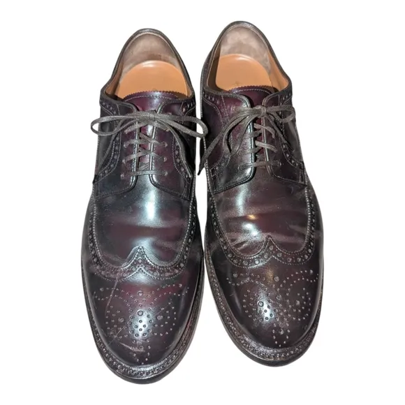 Brooks Brothers Made In Italy Wingtip Shoes Dark Brown Brogue Leather Lace