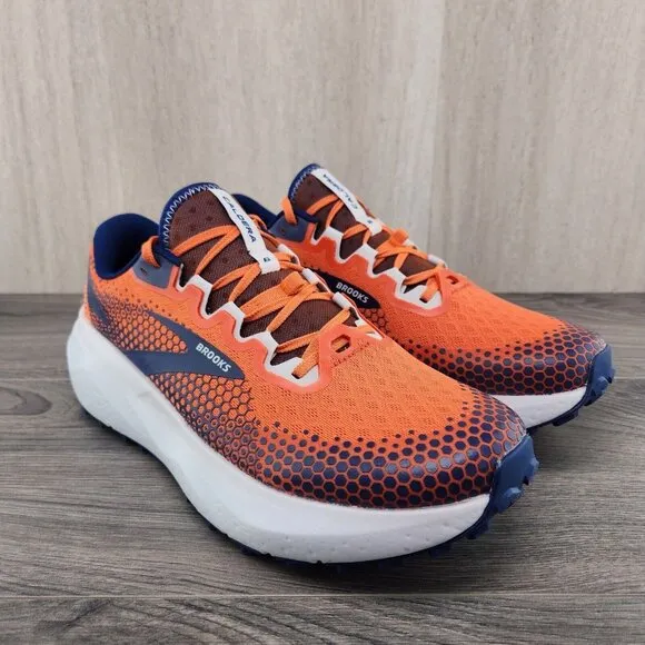 Brooks Caldera 6 Size 13 Mens Firecracker Orange Navy Blue Running Casual Shoes