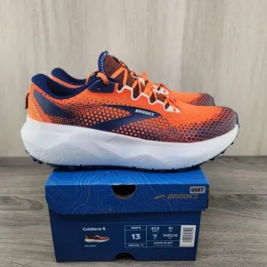 Brooks Caldera 6 Size 13 Mens Firecracker Orange Navy Blue Running Casual Shoes