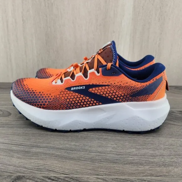 Brooks Caldera 6 Size 13 Mens Firecracker Orange Navy Blue Running Casual Shoes