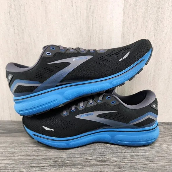 Brooks Ghost 15 Size 14 Mens Black Blackened Pearl Blue Athletic Running Shoes
