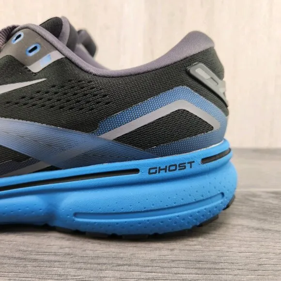 Brooks Ghost 15 Size 14 Mens Black Blackened Pearl Blue Athletic Running Shoes