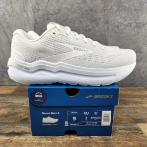 Brooks Ghost Max 2 Size 9 Mens Bright White Casual Walking Running Shoes