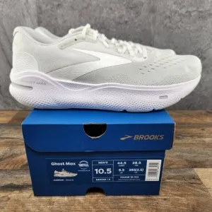 Brooks Ghost Max Size 10.5 Mens White Oyster Metallic Silver Running Shoes