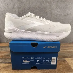 Brooks Ghost Max Size 14 Mens White Oyster Metallic Silver Running Shoes
