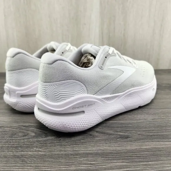 Brooks Ghost Max Size 8.5 Mens White Oyster Metallic Silver Running Shoes