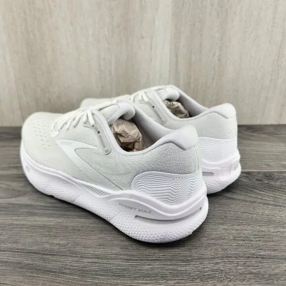 Brooks Ghost Max Size 8.5 Mens White Oyster Metallic Silver Running Shoes