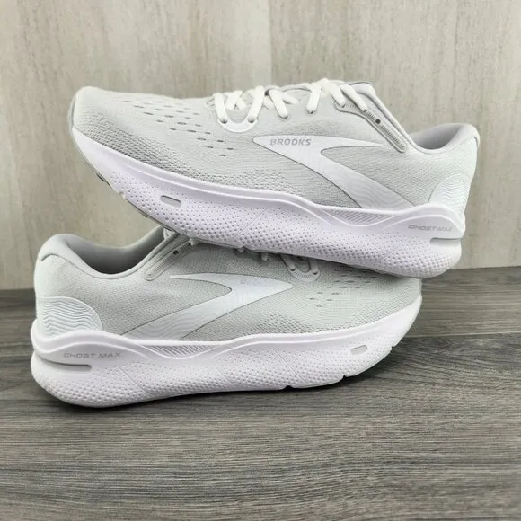 Brooks Ghost Max Size 8.5 Mens White Oyster Metallic Silver Running Shoes