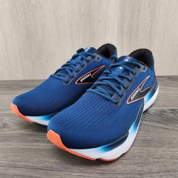 Brooks Glycerin 21 Size 8 Mens Blue Opal Black Nasturtium White Running Shoes