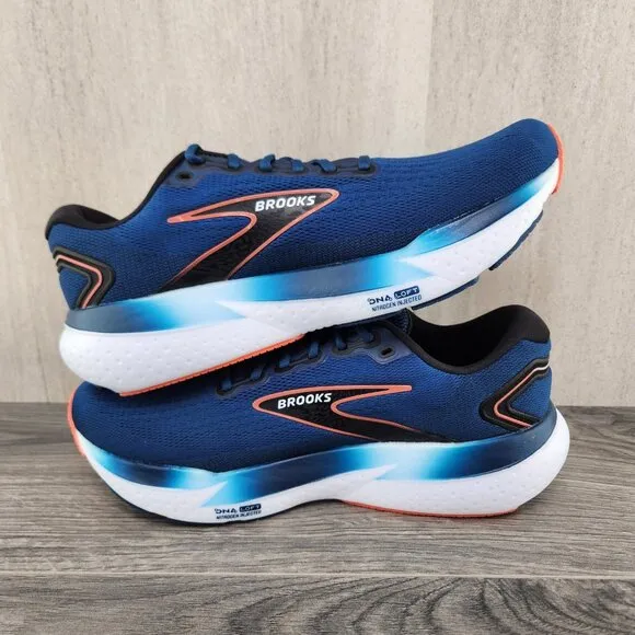 Brooks Glycerin 21 Size 8 Mens Blue Opal Black Nasturtium White Running Shoes