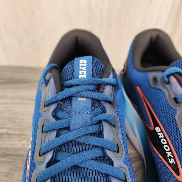 Brooks Glycerin 21 Size 8 Mens Blue Opal Black Nasturtium White Running Shoes