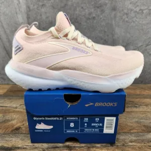 Brooks Glycerin StealthFit 21 Sz 8 Womens Pink Marshmallow Running Shoes
