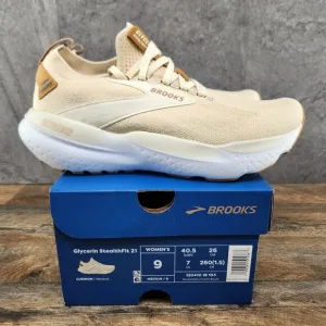 Brooks Glycerin StealthFit 21 Sz 9 Womens Marshmallow Cream Beige Running Shoes