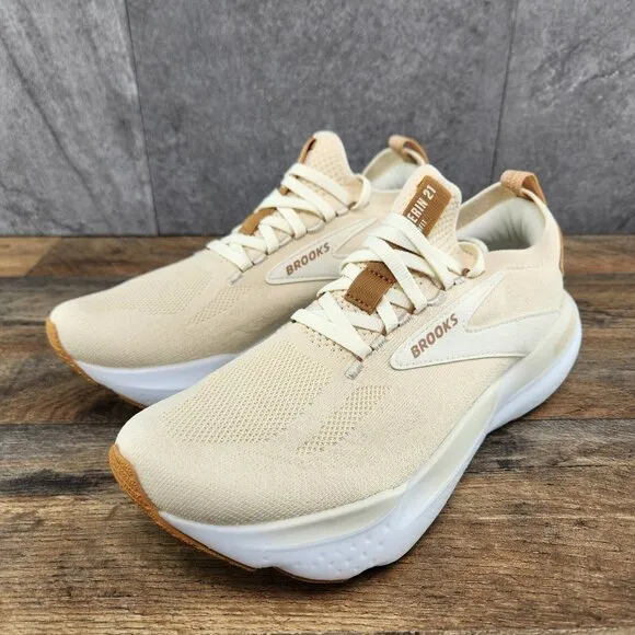 Brooks Glycerin StealthFit 21 Sz 9.5 Womens Cream Beige White Running Shoes