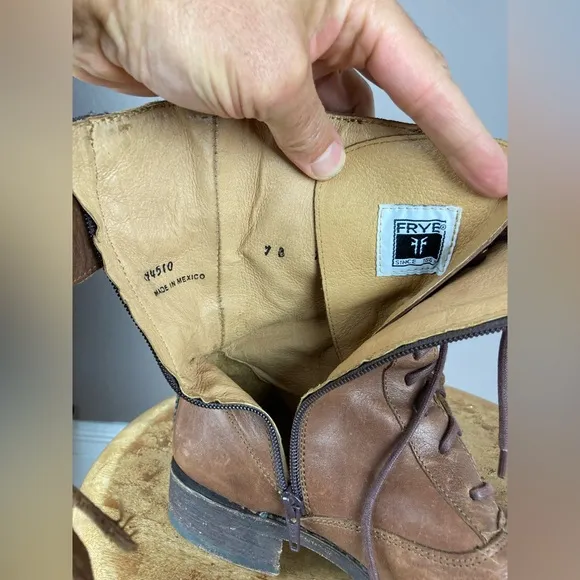 Brown Frye Lace Up / Zip Up Boots - Size 7B