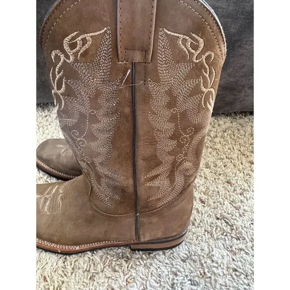 Brown Mens Cowboy Boots square toe leather