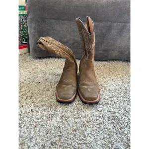 Brown Mens Cowboy Boots square toe leather