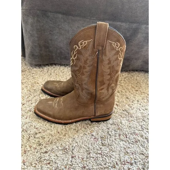 Brown Mens Cowboy Boots square toe leather