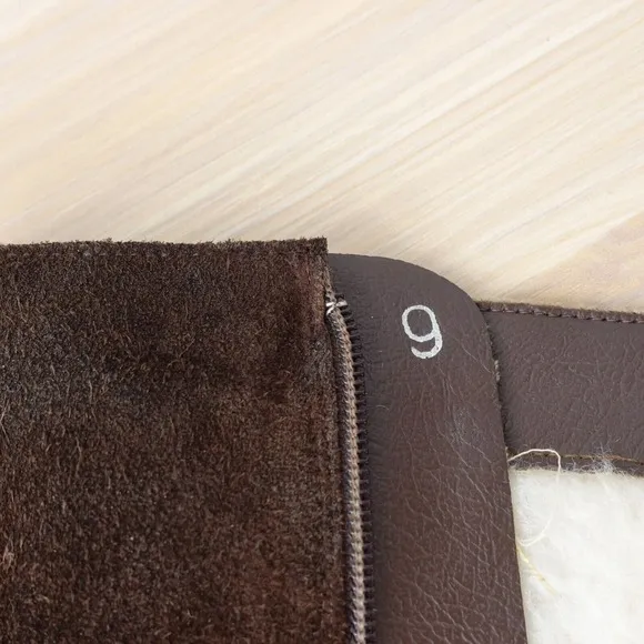 Brown Sherpa Wool Fleece Shearling Fur Shoes Women 8 Winter Boots Suede LUCERNE