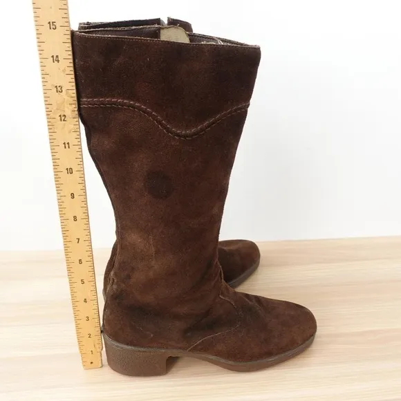 Brown Sherpa Wool Fleece Shearling Fur Shoes Women 8 Winter Boots Suede LUCERNE
