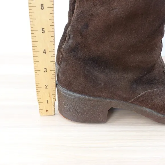 Brown Sherpa Wool Fleece Shearling Fur Shoes Women 8 Winter Boots Suede LUCERNE