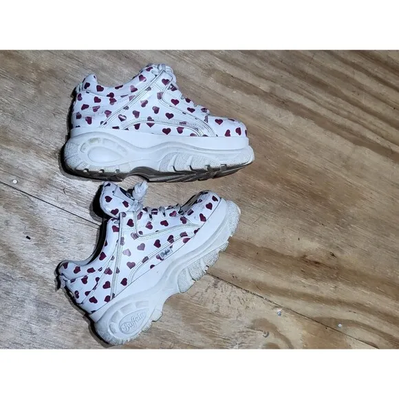 Buffalo Classic Low-Top Chunky Sneakers White Heart Lace Women 39