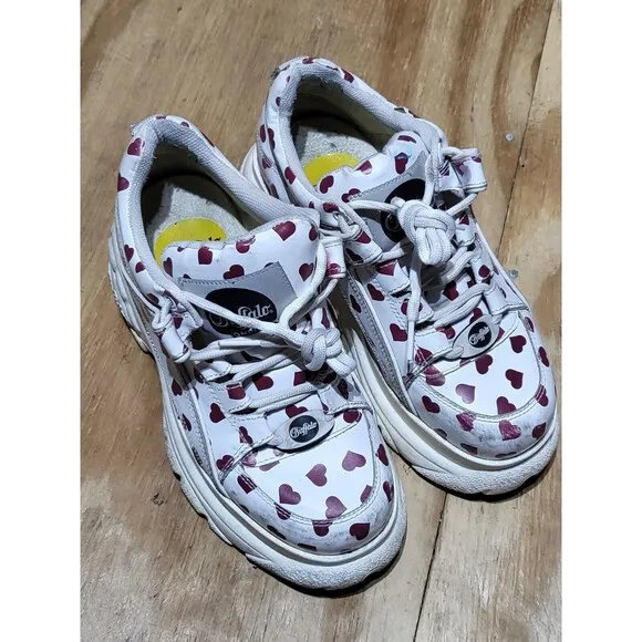 Buffalo Classic Low-Top Chunky Sneakers White Heart Lace Women 39