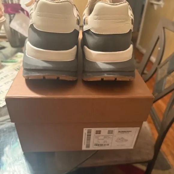 Burberry Tan and Black Sneakers with Signature Style