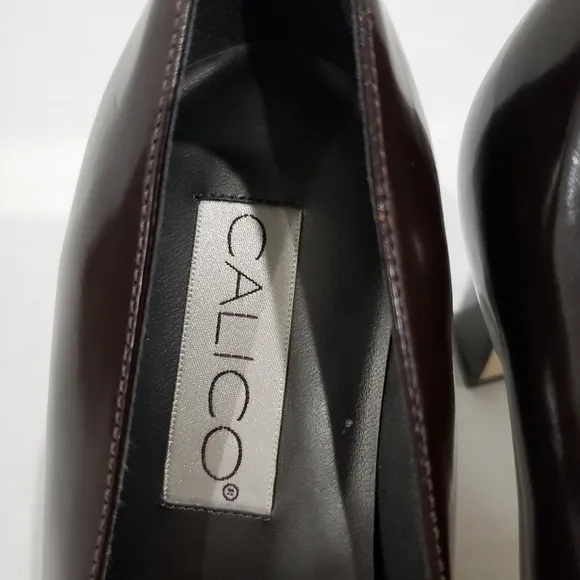 Calico Vintage Square Toe Leather Heeled Pumps  Size 7.5 N