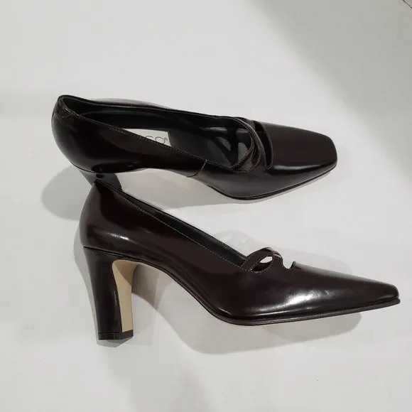 Calico Vintage Square Toe Leather Heeled Pumps  Size 7.5 N