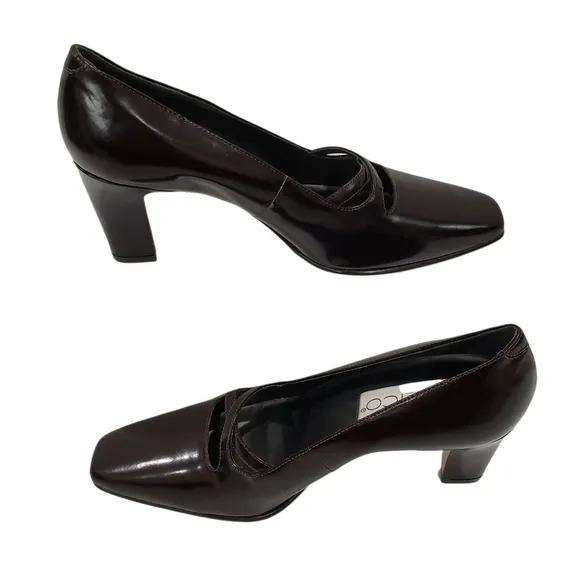 Calico Vintage Square Toe Leather Heeled Pumps  Size 7.5 N