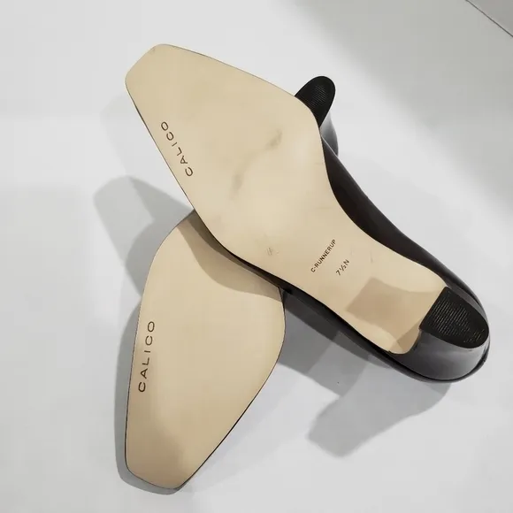 Calico Vintage Square Toe Leather Heeled Pumps  Size 7.5 N